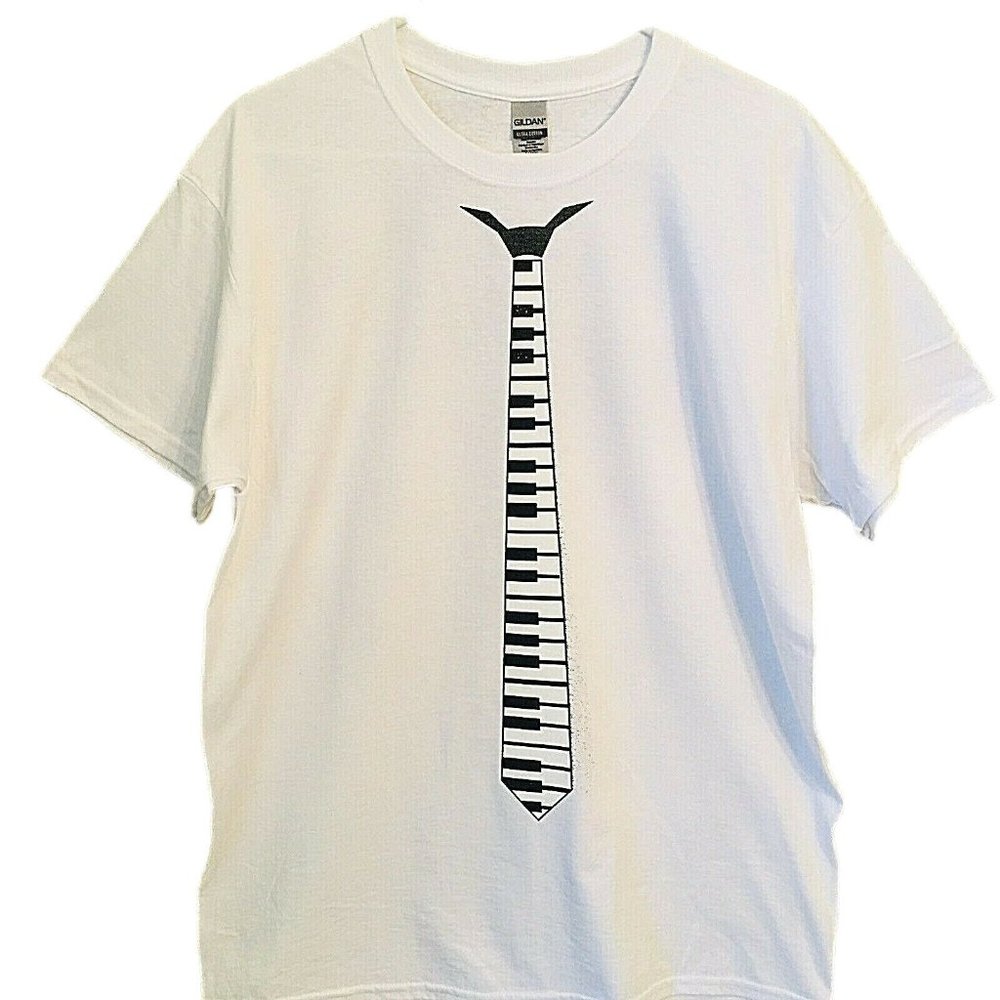 Keyboard Piano Music Necktie T Shirt Unisex Standard Large NEW NWOT